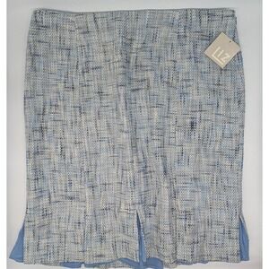 Tweed Work Skirt size 14 Blue Lined‎ Career Knee Length Liz Cotton Womens NWT